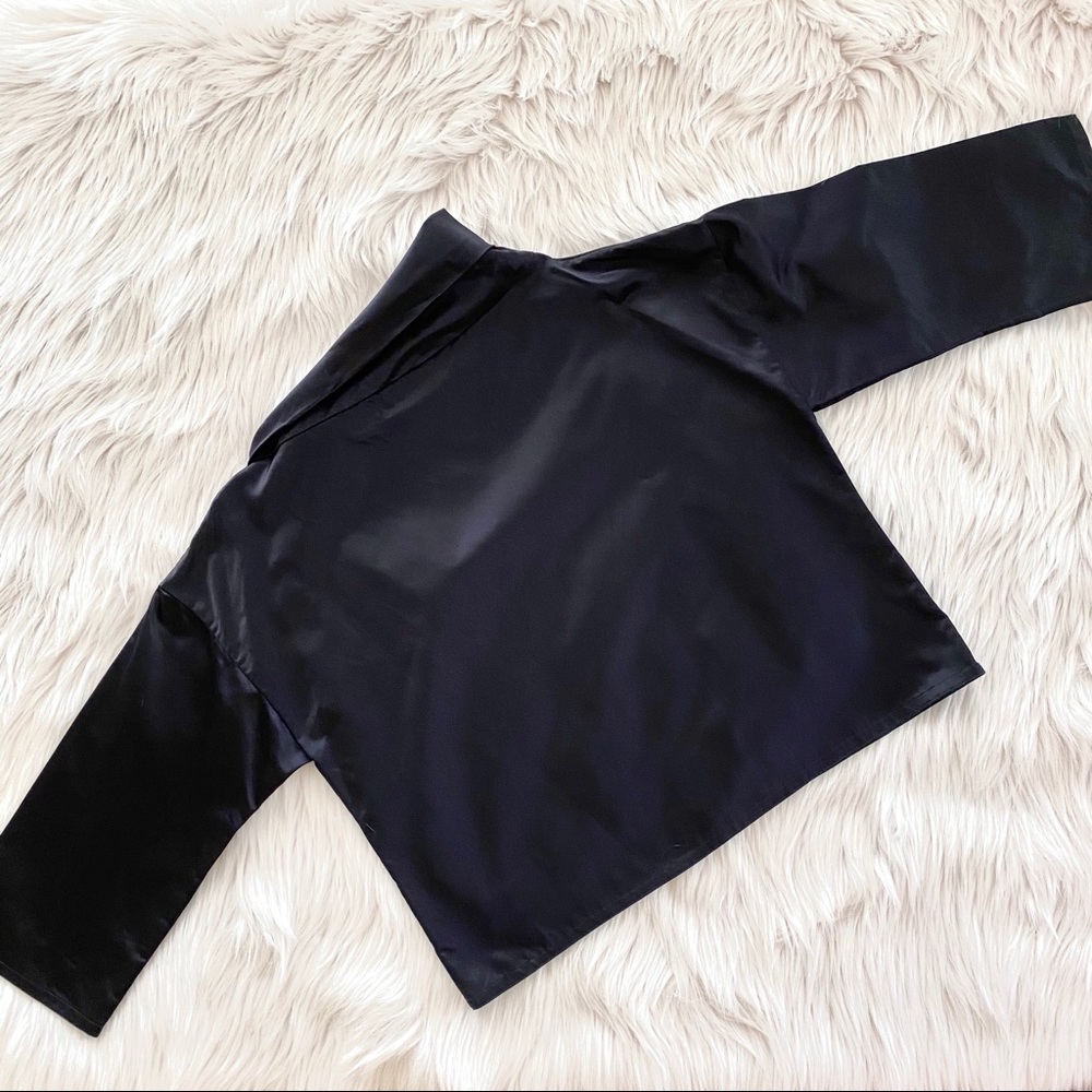 Dasun Navy Blue Silk High Neck Top - Picture 5 of 6